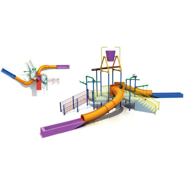 Professional Kids Commercial Playground Equipment Structures With Slide / Climb Net