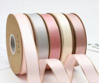 Handmade Bow and Gold Border Ribbon Decoration on High Tenacity Double-Sided Polyester Belt for Baked Flowers Gift Packaging