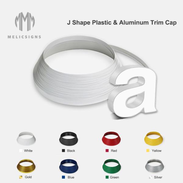 3D White Color Jewlite Neon Letter Aluminum  J Cap Trim