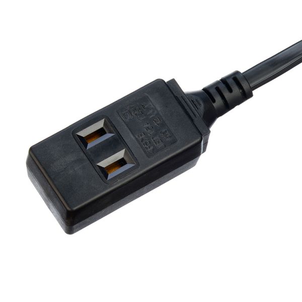 2 Flat Poles PSE Certificated Power Plug With 1Change to 2 Pole Socket for Home Appliance Extension Cord Customized Black