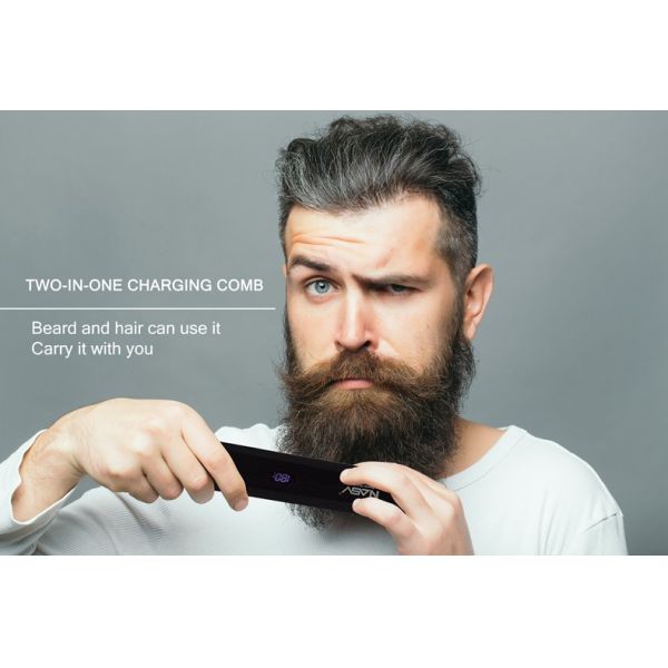 NASV Wireless 2 In1 Flat Iron Hair Straightener Brush Comb USB Plug LCD Display