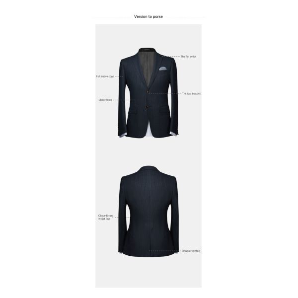 Woolen Cloth Fabric Handmade Lapel Business Suit Single Breasted Men's Suit 3 Pieces