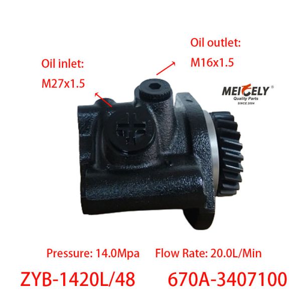 Venta caliente 670A-3407100 Bomba de válvula de dirección para el motor YC6108