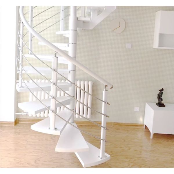 Curved Stairway Stainless Steel Guardrail with Vertical Rod Handrail and Tube Balustrade