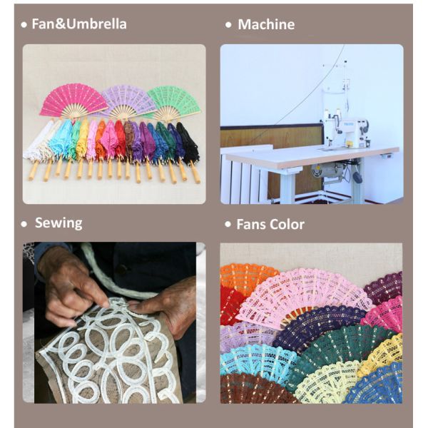 [I AM YOUR FANS] Handmade 100% Cotton 27cm 23cm 13 Colors Ivory Lace Hand Fan Wedding Favors