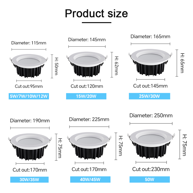Factory price Triac 0-10 Dali Dali-2 Control COB Series LED Recessed Down Light LED Down Light LED Spot Light
