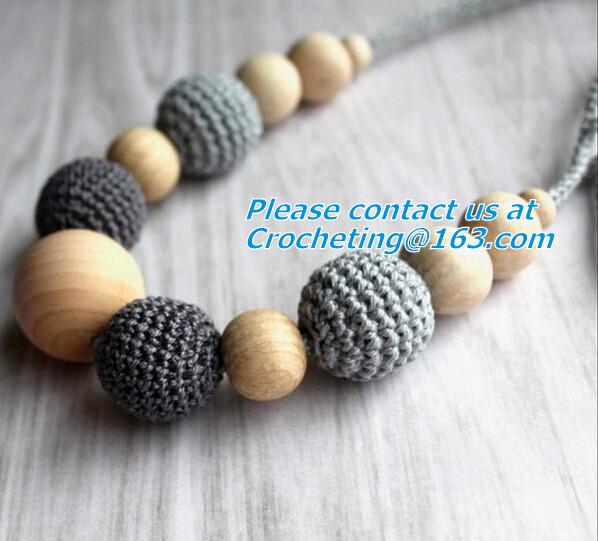 Candy Colors Crochet Round Wooden Beads Necklace For Women, baby, fashion, clothes, bead