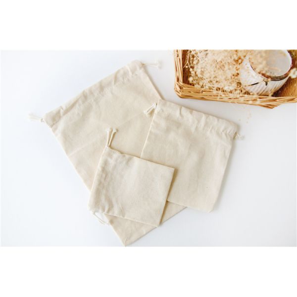 OEM/ODM Accepted Custom Logo Printed Cotton Linen Drawstring Bag for Eco Friendly Gift