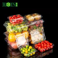 Bolsas personalizadas transparentes reutilizables con bisagra de fruta caja de concha desechable recipiente de plástico transparente caja de embalaje para ensalada de frutas con agujeros