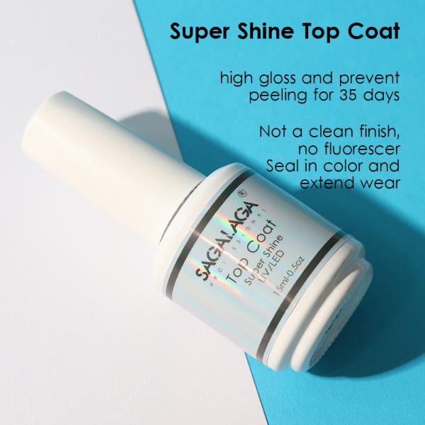 85G Long Lasting High Glossy Top Coat Rich Pigment Gel Polish Base Coat and No Wipe Top Coat Shiny Diamond Gel CPSR Certified