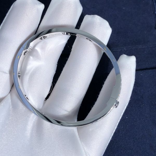 Factory Custom Fine Jewelry 18k White Ogold LOVE Bracelet, Diamond-Paved, Ceramic Bracelet