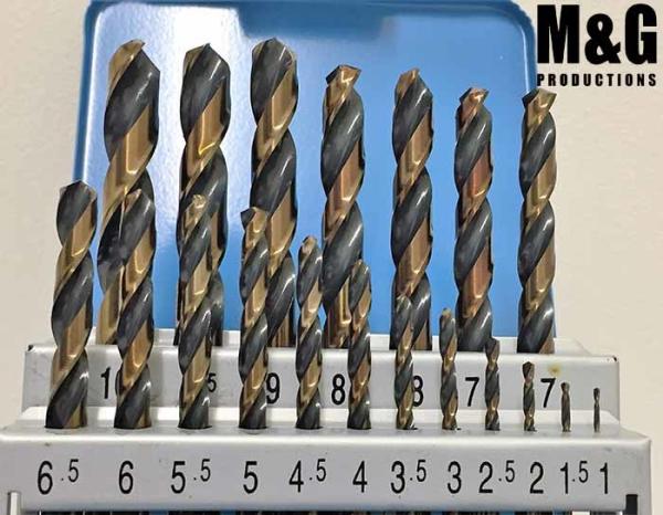 19PCS Jobber Drill Bits Black Gold Finishing Metal Box And Rose Plastic Packing