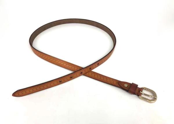 2.0cm Women's Skinny Genuine Leather Belts With Embossed Croco