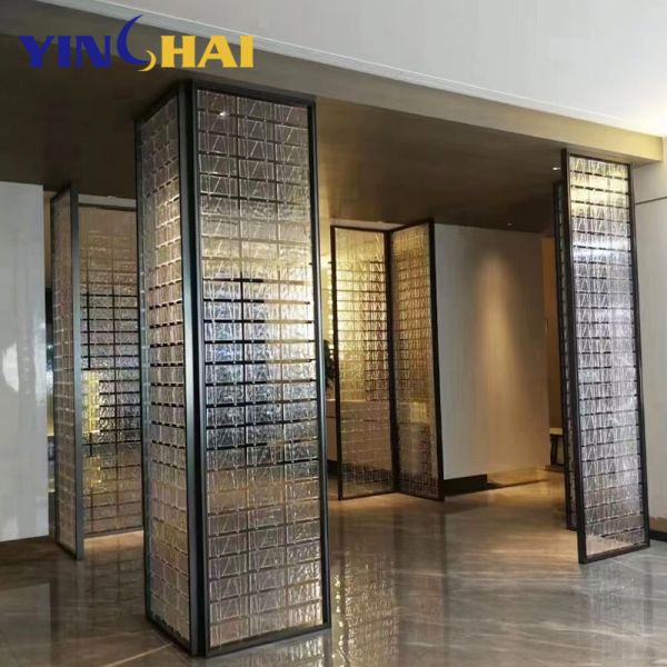 Customize Stainless Steel Screen Partition Steel Frame Room Divider With LED Light