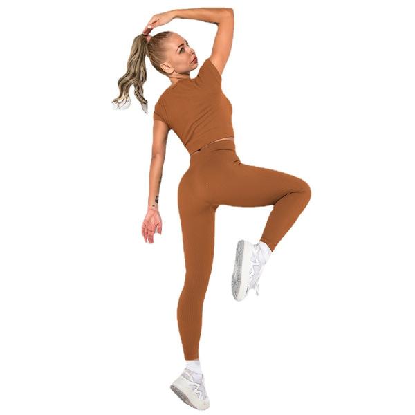 O Activewear com nervuras sem emenda das mulheres do ISO ajusta grupos altos das caneleiras da cintura do comprimento completo