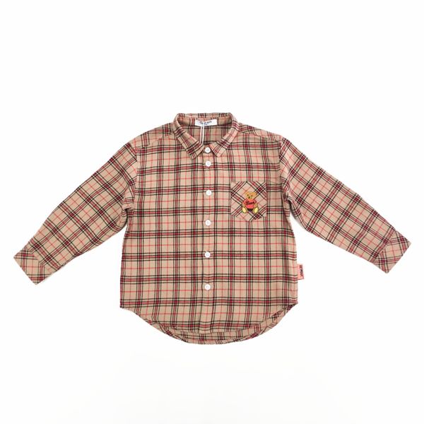 Embroidery Decoration Polo Neck Children Boy Shirt with Funny Pocket Kids Boy Blouse