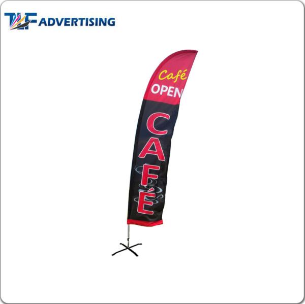 Polyester Fabric Custom Flag Banners , Roadside Advertising Banners Fiberglass Pole