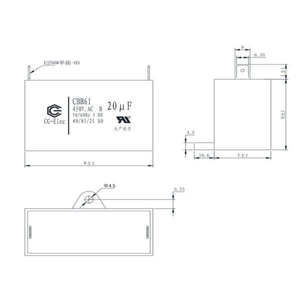 20mfd 450V кондиционер вентилятор конденсатор CBB61 от оригинального