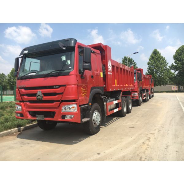 Red Color 336hp Sinotruk Howo Dump Truck With 10 Wheels And 18m3 Capacity