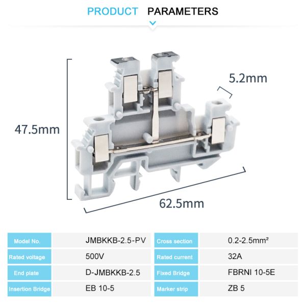 35mm Screw Type Din Rail 2 Level Terminal Block With Equipotential Bonder