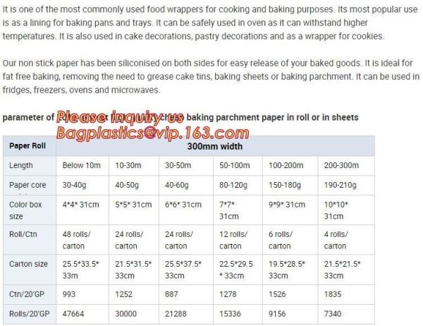 Household Silicone Coated or Uncoated Vegetable Parchment Baking Paper with Aluminum Foil Roll and sheet bagplastics pac