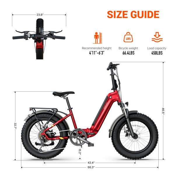 Red 20 Inch Folding Fat Tire Electric Bike 750W 48V 15Ah Step Through Urban Commuter for Women Velo Electrique Pliant Femme