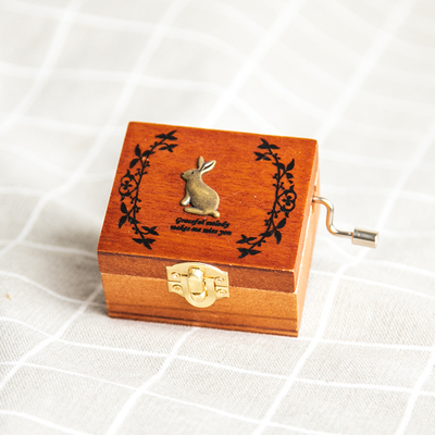 Christmas Holiday Wooden Jewelry Music Box with Silk-Screen Printing and Burned Design