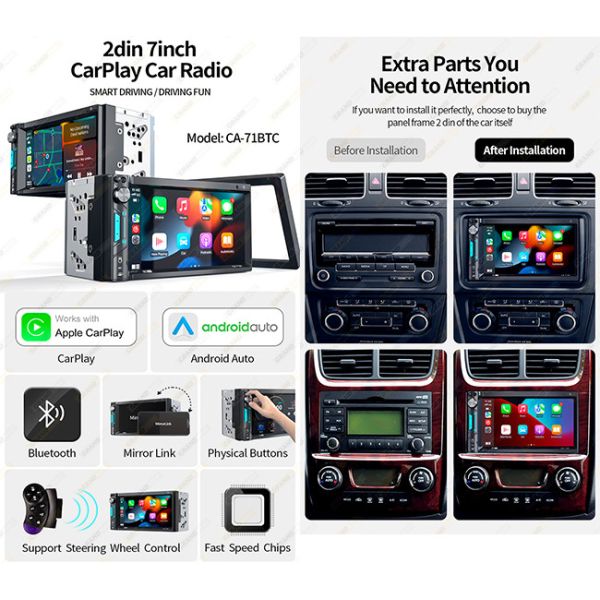 2Din MP5 Car Stereo Carplay 7 дюймовый универсальный сенсорный экран MP5 Car Stereo Wince System