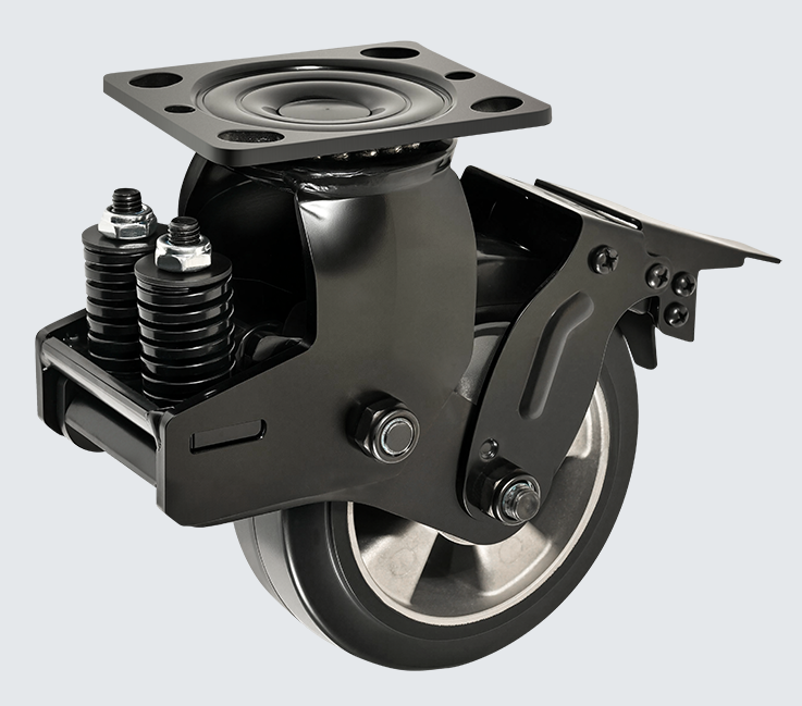 4 Inch (100 Mm) Heavy Duty Aluminium Core Rubber Casters Electronic Assembly Line Transfer Carts