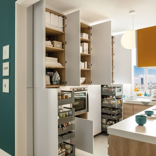 White Wood Grain Melamine Small Handless Kitchen Cabinets Modern Standard Home Mini Kitchenette
