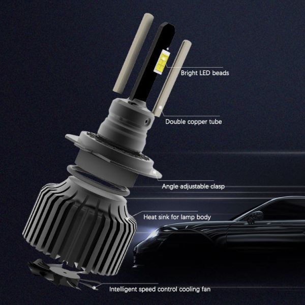 120 Watt H7 LED Headlight Bulb Universal Auto Lighting System New Alloy Brass Front Lamp 6500K 9000LM 24V YOUCHESHI 24-Month