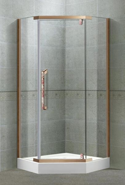 Self - Cleaning Tempered Glass Shower Doors Pivot With Stainless Steel Profiles Rose Golden