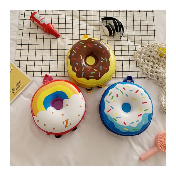 Novelty Cute Book Bag 2024 Cartoon Backpack Donuts Rubber Shell Schoolbag for Daily Life