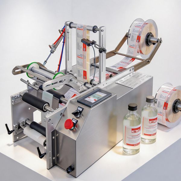 Round Bottle Labeling Machine Desktop Semi-automatic Glass Plastic Bottle Label Printing Machine With CE Certification