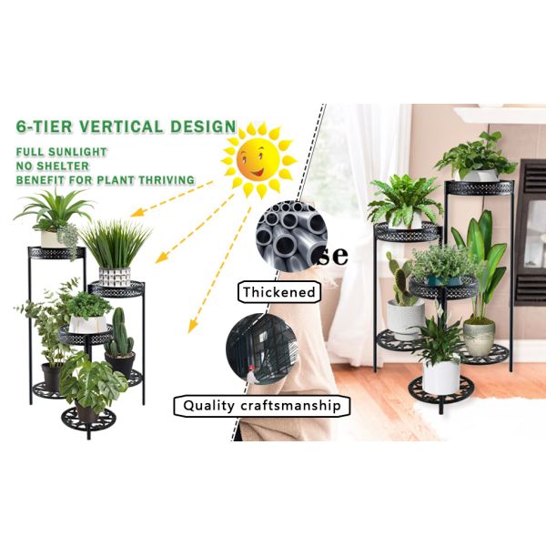 Plant Stand Indoor Outdoor, Plant Shelf Multiple Flower Pot Holder, Metal Wrought Iron Planter Shelf Plant Display