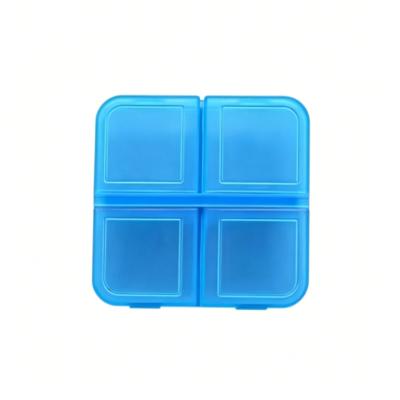Mini 4-compartment square portable plastic box with dividers