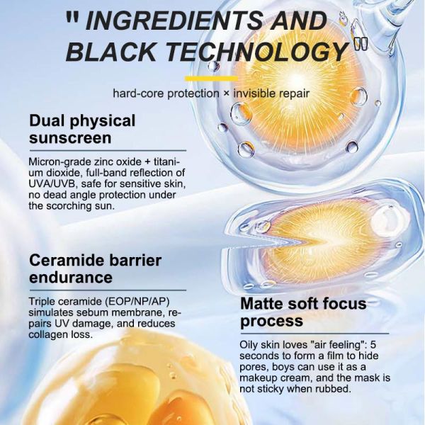 Écran solaire physique à la céramide non irritant SPF 50 en stick, apaisant pour la peau, OEM