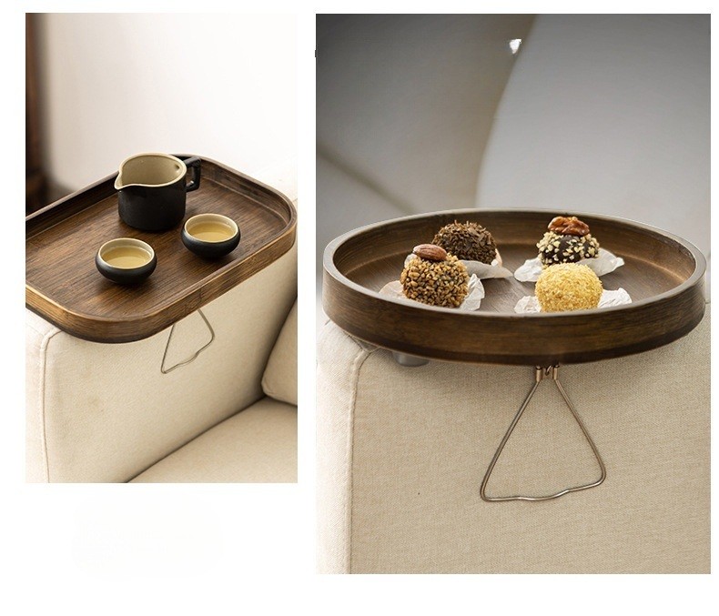 Bamboo Wood Sofa Armrest Tray Custom Printed Various Size Bamboo Plate for Household