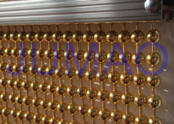 Gold Plated Steel Ball Chain Curtain 10 mm Real Space Divider For Hotel