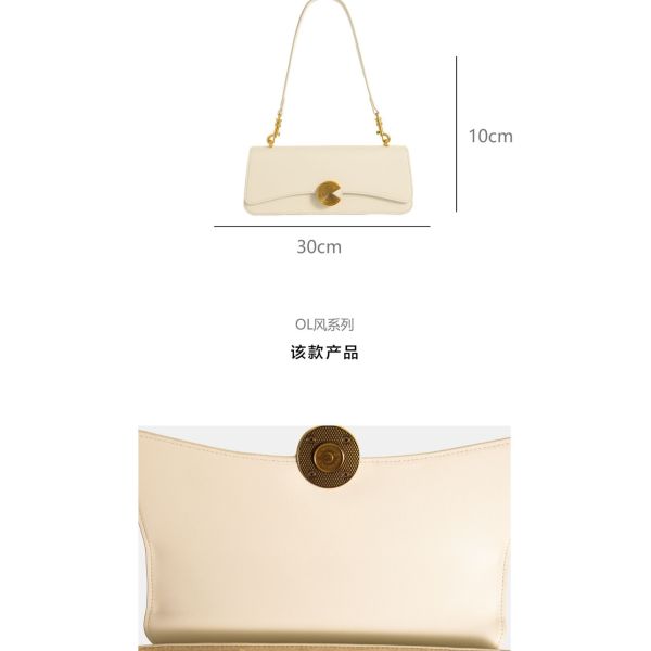 NEW REAL COWHIDE SHOULDER BAG WOMEN'S SLANT BAG HIGH-GRADE HAND-HELD BAGUETTE BAG COWHIDE UNDERARM BAG