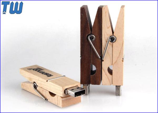 Bulk Wood Clip 8GB USB Thumb Drive Multi-function Custom Branding