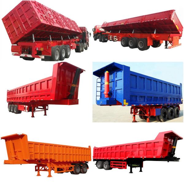 3 Axle Tri-Axle Rollover Dump Square Dump 30 Tons Hydraulic Rear Dump Trailer Tipper Semi Truck Tipping Trailer Semi Trailer