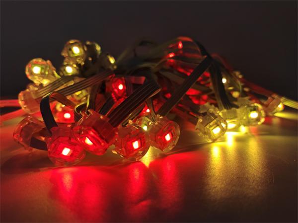Vente à chaud 20mm coloré intelligent 0,4w 12v lumières extérieures à cordes lumières décoratives de Noël