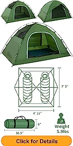 Camping Tent for 2 Person, 4 Person, 6 Person - Waterproof Two Person Tents for Camping, Easy Up Tent for Family