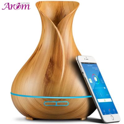 Difusor esperto do aroma do óleo essencial da madeira do controle do App do humidificador do ar da aromaterapia de Wi-Fi