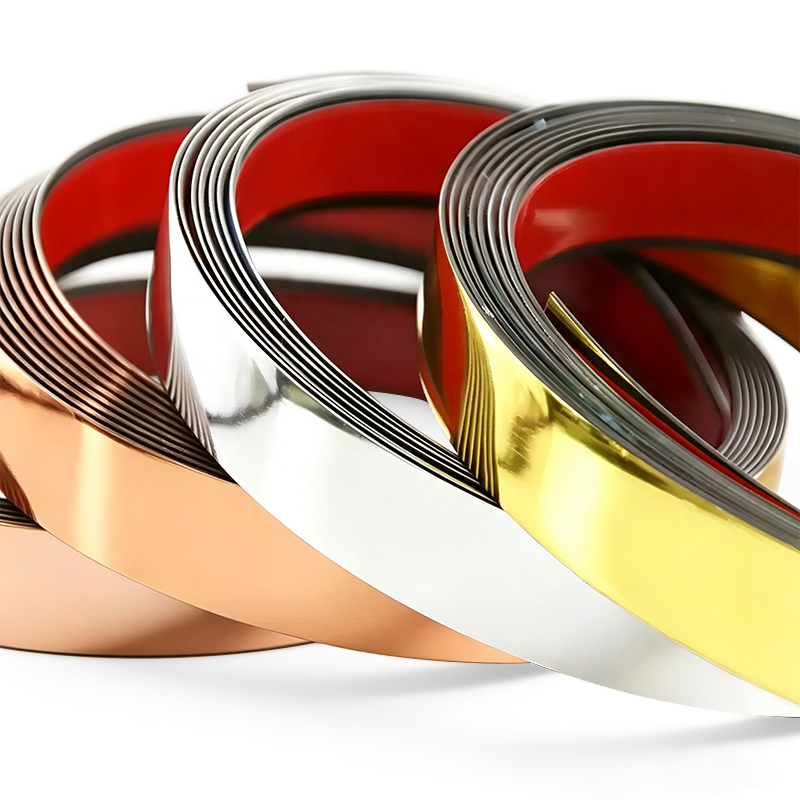 Self-adhesive PVC Flat Straight Strip Gold Plastic Edge Trim Decorative Edge Wrapping Strip for Background Wall