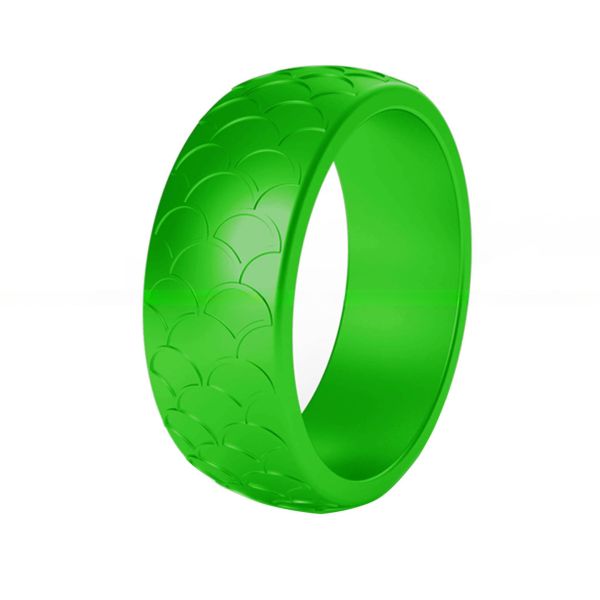 Men Silicone Wedding Ring Fish Scale Design Multi Colors 8.7mm Breathable
