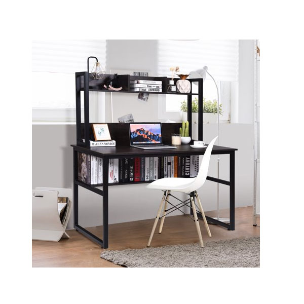 Commercial Furniture SOHO Modern Wood Desk with Bookshelf and Laptop Workingstation