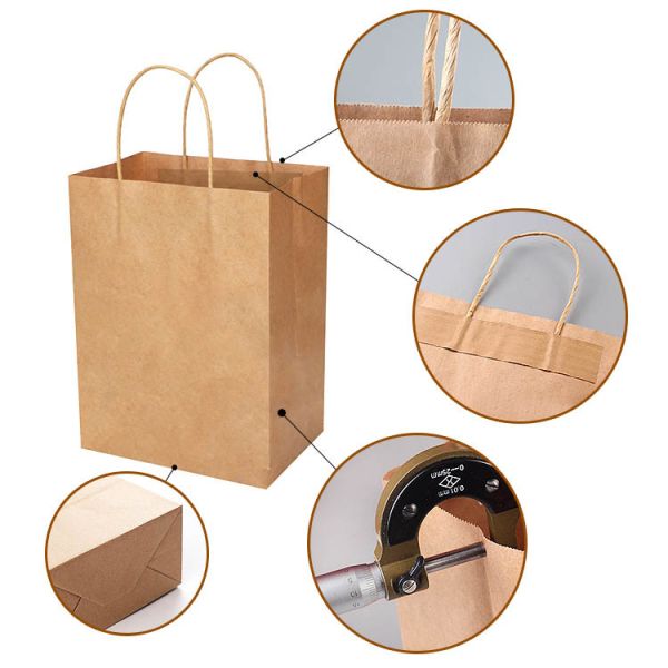 OEM Gift Packaging Printed Kraft Wine Paper Bags With Handles 6.5x3.5x13