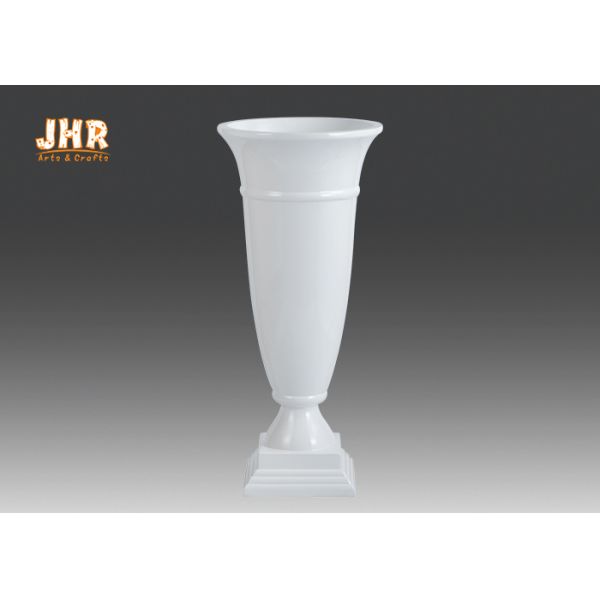 Trumpet Glossy White Fiberglass Urn Planters Centerpiece Table Vases Floor Vases